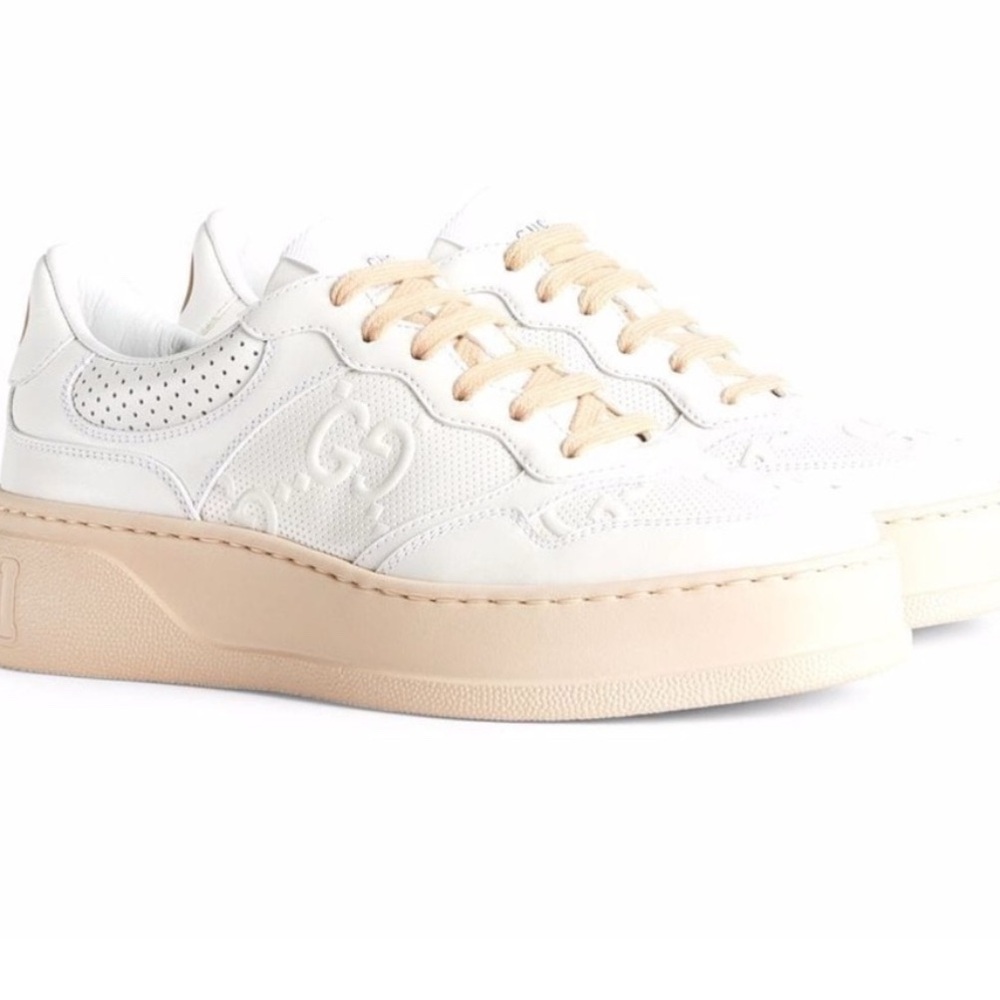 Authentic Gucci Women's Sneakers white with light pink soles 39.5  US 9.5
